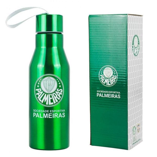 Garrafa Inox Palmeiras Verde Com Tampa 600ml Oficial