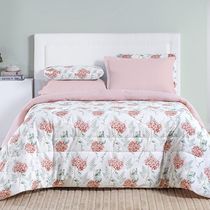 Kit Coordenado Edredom e Cobre Leito Sensuale King Hortência 4 Peças  - 80% Algodão, 20% Poliéster