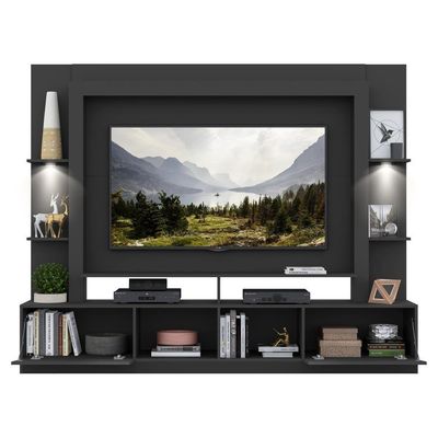 "Estante Tv 65"" Com Leds Berlim Multimóveis V3392 Preta Preto"
