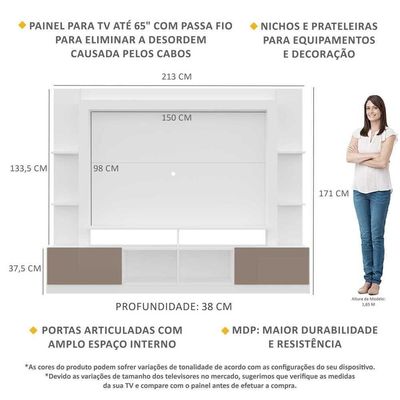 "Estante Tv 65"" E 2 Portas Oslo Multimóveis V3395"