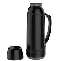 Garrafa Térmica 1L ampola de vidro Preta Cristal Soprano
