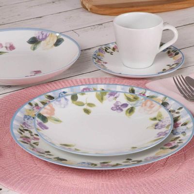 Aparelho de Jantar 20 Peças Porcelana Tramontina Aura Floral Jogo 4 Pessoas