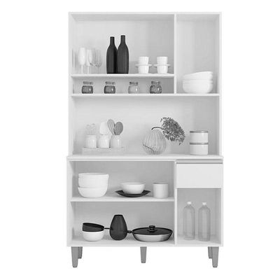 Balcão De Pia Tatiane 120 Cm E Armário Cozinha Kit Márcia Ambiente Preto Fosco - Ajl