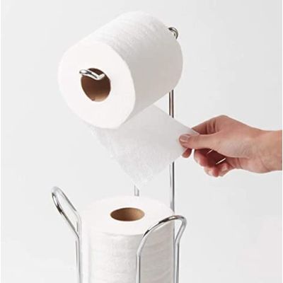 Porta Papel Higiênico de Chão Suporte para 4 Rolos Cromado Organização Banheiro