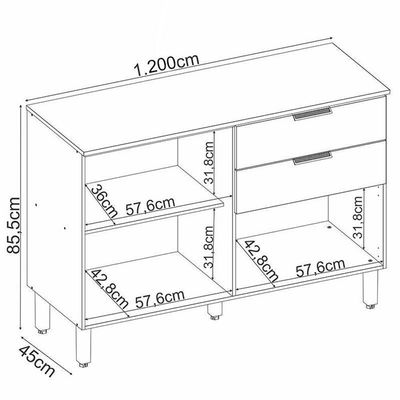 Balcão De Cozinha Alba 120cm Amêndola Nude Prime Tx Com Tampo - Demóbile