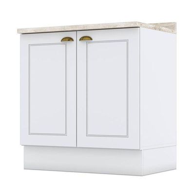 Balcão 2 Portas 80 Cm Nova York Branco Com Tampo Calcare – Henn