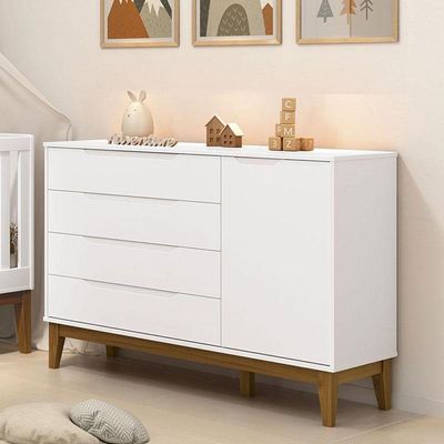 Cômoda Com Porta Classic Elfe Branco Acetinado Amadeirado - Reller