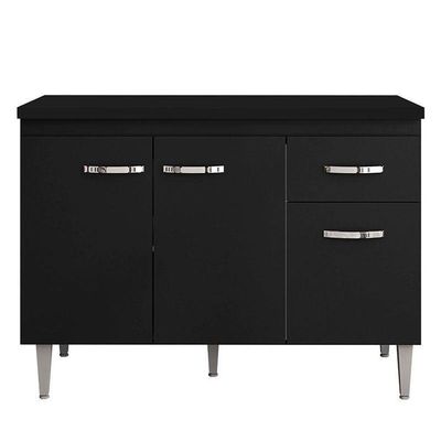 Balcão De Cozinha Gabriela Com Tampo 120 Cm Preto Fosco - Ajl