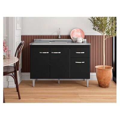 Balcão De Pia Gabriela 120 Cm Preto - Ajl