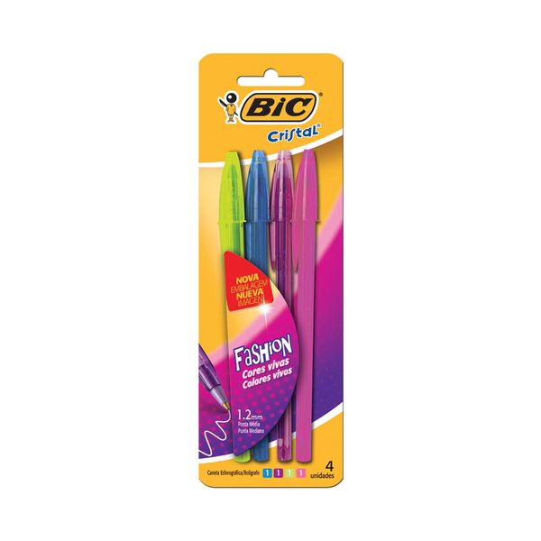 Caneta Esferográfica Bic Shimmers 1.0mm Colors com 4 Unidades