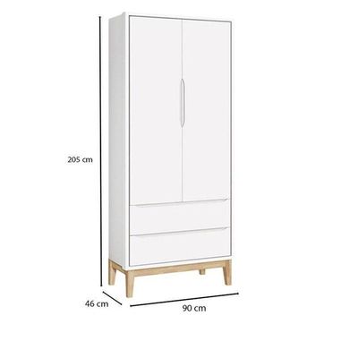 Quarto De Bebê 2 Portas E Cômoda Gaveteiro New Classic Branco Com Pés Madeira Natural E Colchão Gazin ? Reller