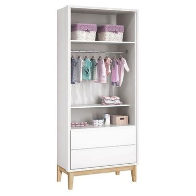 Quarto De Bebê Classic 2 Portas Branco Com Pés Madeira Natural ? Reller