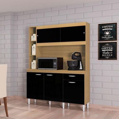 Cozinha Kit Duda 140 Cm Damasco Preto – Poquema