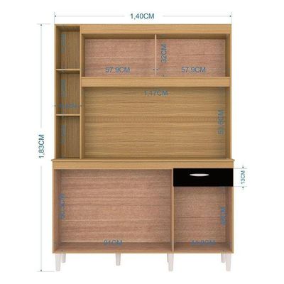 Cozinha Kit Duda 140 Cm Damasco Preto – Poquema