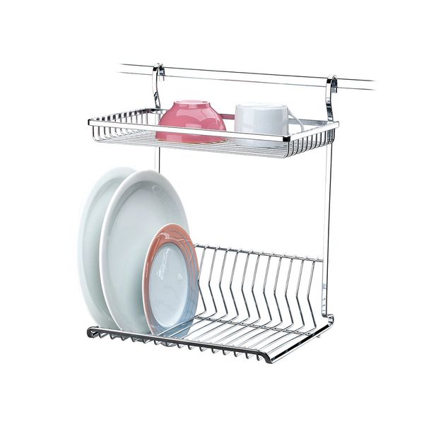 Escorredor de Pratos de Parede Future 2800 Aço Cromado com Porta Copos Prata Escorredor de Pratos de Parede Future 2800 Aço Cromado com Porta Copos Prata