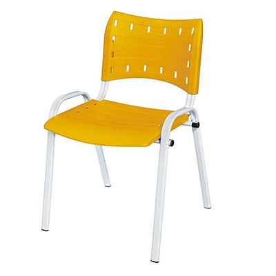 Cadeira Iso Base Branco Escola, Escritório Amarelo Kit 11 Un