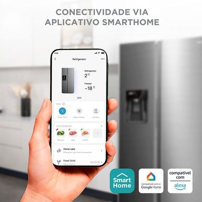 Geladeira Midea Side By Side Dispenser água E Gelo Inverter Inox 570L MDRS761MYD461 110V