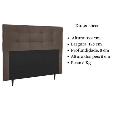 Cabeceira Estofada Cama King 195 Cm Helena Suede Marrom