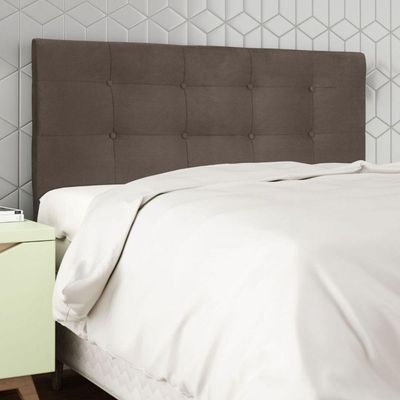Cabeceira Estofada Cama King 195 Cm Helena Suede Marrom
