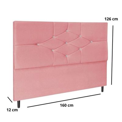 Cabeceira Cama Box Queen 160cm Virgínia Suede Rosa E Frame
