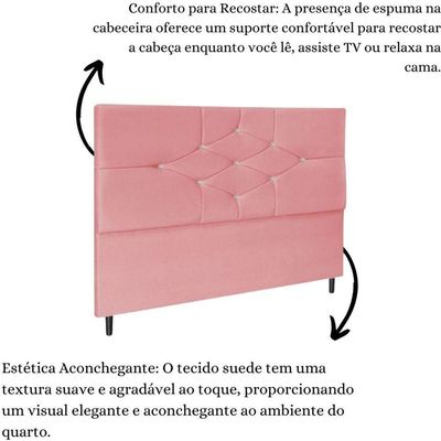 Cabeceira Cama Box Queen 160cm Virgínia Suede Rosa E Frame