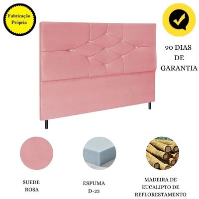 Cabeceira Cama Box Queen 160cm Virgínia Suede Rosa E Frame