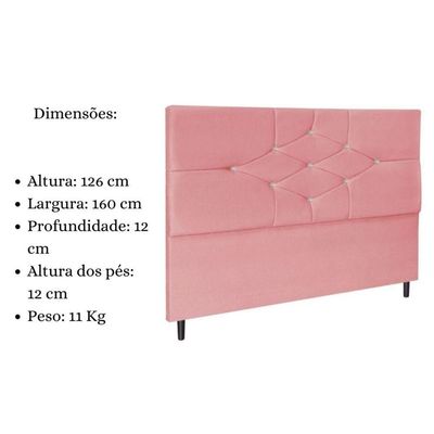 Cabeceira Cama Box Queen 160cm Virgínia Suede Rosa E Frame