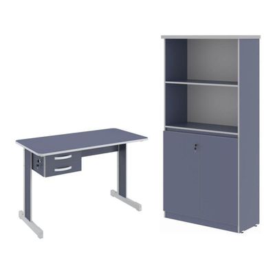 Armario E Mesa Para Escritório 1,20 Geórgia Azul
