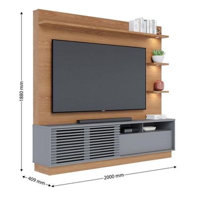 Estante Home Theater Campeche Freijó Cinza Acetinado - Colibri