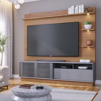Estante Home Theater Campeche Freijó Cinza Acetinado - Colibri