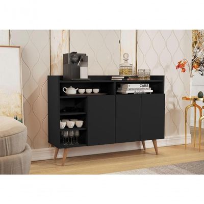 Buffet 3 Portas Estilo Retrô Markab Preto