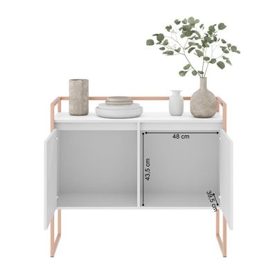 Buffet Aparador Industrial 2 Portas Madri Branco Cobre