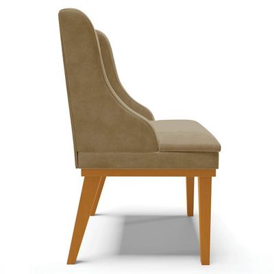 Kit 6 Cadeiras Estofadas Para Sala De Jantar Base Fixa De Madeira Castanho Lia Suede Marrom Rt - Ibiza