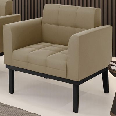 Poltrona Decorativa Base Madeira Preto Ana Suede Marrom Rt - Ibiza