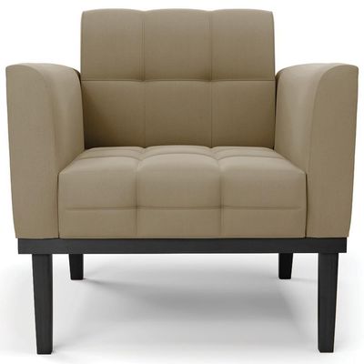 Poltrona Decorativa Base Madeira Preto Ana Suede Marrom Rt - Ibiza