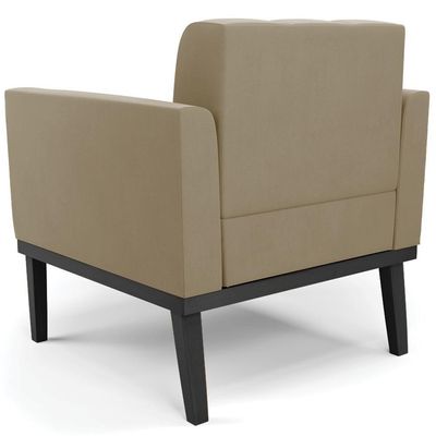 Poltrona Decorativa Base Madeira Preto Ana Suede Marrom Rt - Ibiza