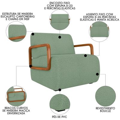 Poltrona Decorativa Orgânica Para Sala Kit 2 Belarus K04 Bouclê Oliva - Mpozenato