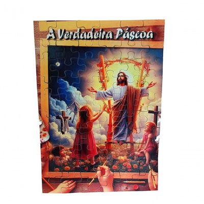 Presente De Páscoa Exclusivo Doces + Quebra-cabeça A Verdadeira Páscoa De 60 Peças