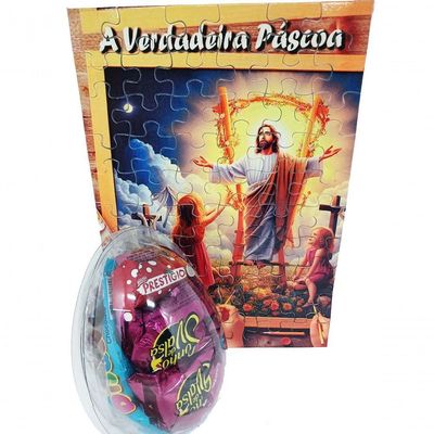 Presente De Páscoa Exclusivo Doces + Quebra-cabeça A Verdadeira Páscoa De 60 Peças