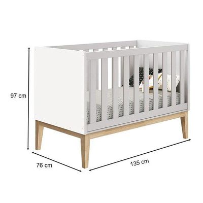Quarto De Bebê 3 Portas New Classic Branco Com Pés Madeira Natural E Colchão Gazin ? Reller