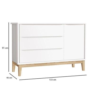 Quarto De Bebê 3 Portas New Classic Branco Com Pés Madeira Natural E Colchão Gazin ? Reller