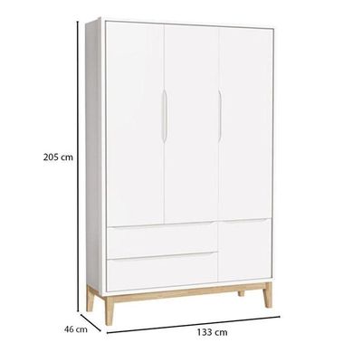 Quarto De Bebê 3 Portas New Classic Branco Com Pés Madeira Natural E Colchão Gazin ? Reller