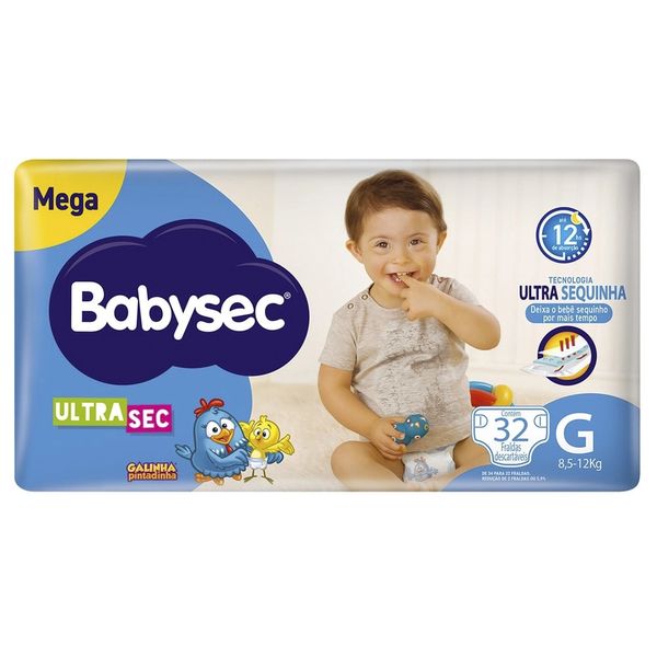Fralda Descartáveis Babysec Ultra Mega G com 32 Unidades
