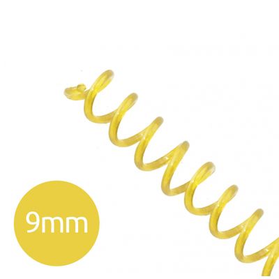 Espiral para Encadernação Amarelo Transparente 9mm 50 Folhas 100 und