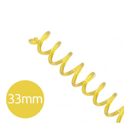Espiral para Encadernação Amarelo Transparente 33mm 250 Folhas 25 und