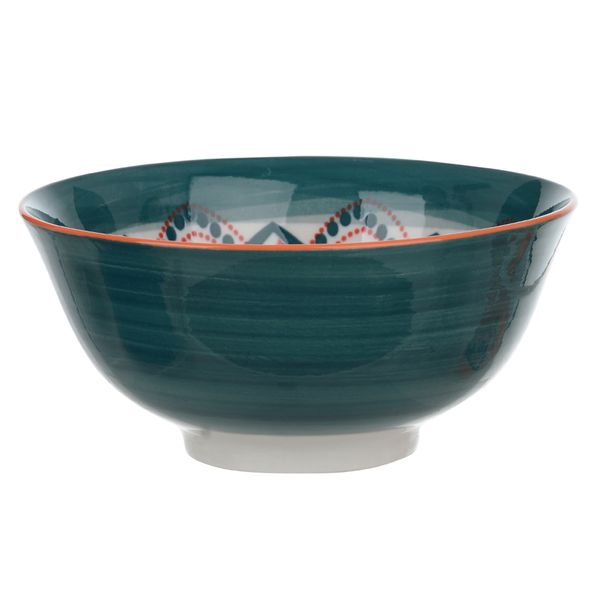 Bowl Cerâmica Flor Arte Estampado Verde Escuro 15,5x6,5x7,2cm