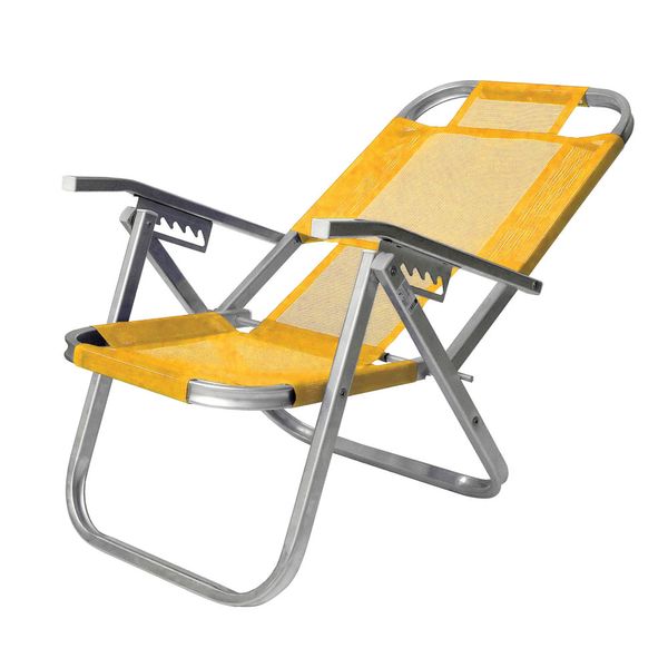 Cadeira de Praia Ipanema BTF Reclinável Amarela Cadeira de Praia Ipanema BTF Reclinável Amarela