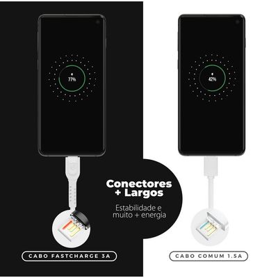 Cabo Dual Shock Micro USB V8 Branco - 1,2m - GShield