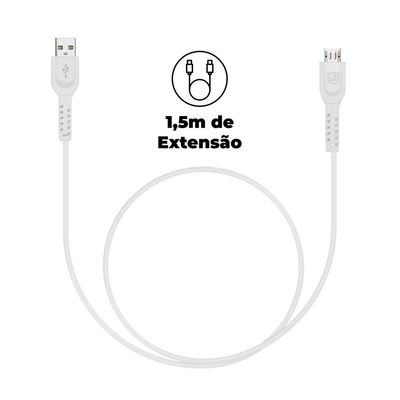 Cabo Dual Shock Micro USB V8 Branco - 1,2m - GShield
