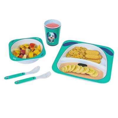 Kit Alimentação Bebê Turminha Animal 5 Peças Cachorro - Unik